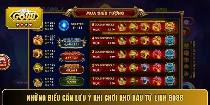 Những điều cần lưu ý khi chơi kho báu tứ linh Go88
