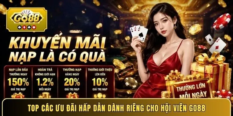 Top các ưu đãi hấp dẫn dành riêng cho hội viên GO88